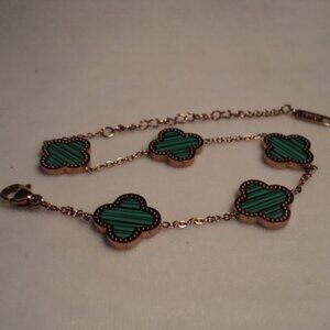 JY 18K Gold Plated Malachite Anklet